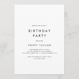 Chic Typografy Geburtstagspartei Einladung