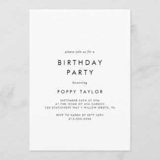 Chic Typografy Geburtstagspartei Einladung