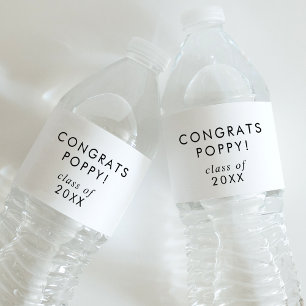 Chic Typografy Glückwunsch Grad Name Abschluss Wasserflaschenetikett
