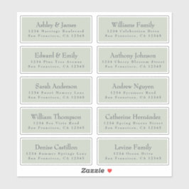 Chic Typografy Green Wedding Guest Address Labels