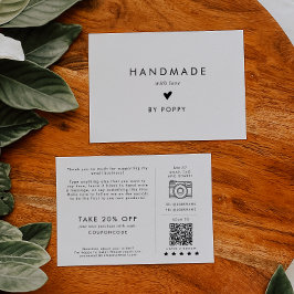 Chic Typografy Handmade mit Liebe Danke Bestellung Begleitkarte