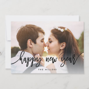 Chic Typografy Happy New Year Foto Feiertagskarte