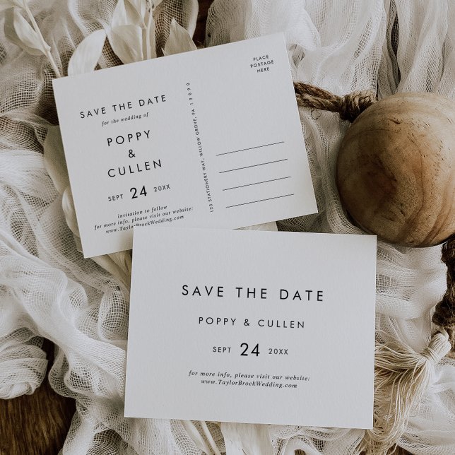Chic Typografy Horizontal Save the Date Postcard Einladungspostkarte (Von Creator hochgeladen)