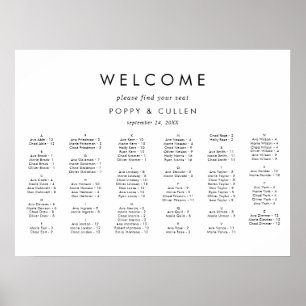 Chic Typografy Horizontal Seating Chart Poster