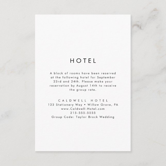 Chic Typografy Hotel Enclosure Card Begleitkarte (Vorderseite)