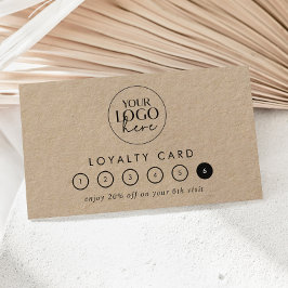 Chic Typografy Kraft Logo Business Rewards 6 Punch Treuekarte