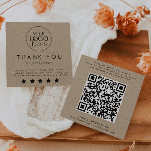 Chic Typografy Kraft Logo QR Code Verlass A Review Quadratische Visitenkarte