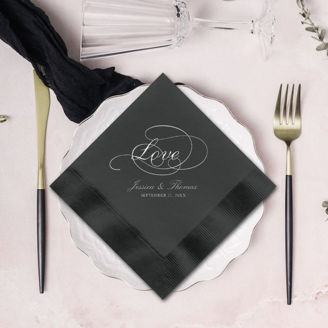 Chic Typografy Liebe Script Wedding Servietten Mit Folie (Von Creator hochgeladen)