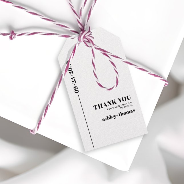 Chic Typografy minimalist Danke Hochzeit Geschenkanhänger (Von Creator hochgeladen)