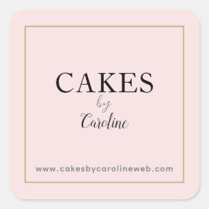 Chic Typografy Name Blush Pink Business Website Quadratischer Aufkleber