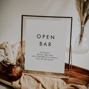 Chic Typografy Open Bar Sign Poster