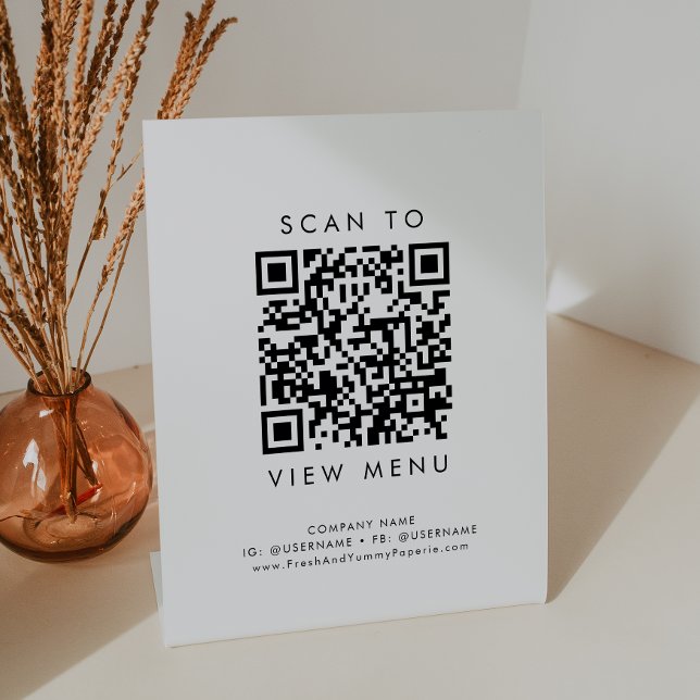 Chic Typografy Restaurant Menü QR Code Sockelschild (Von Creator hochgeladen)