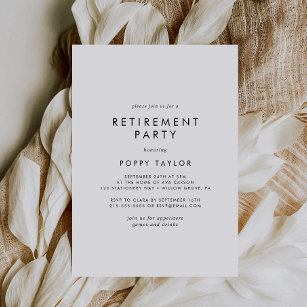 Chic Typografy Retirement Party Einladung