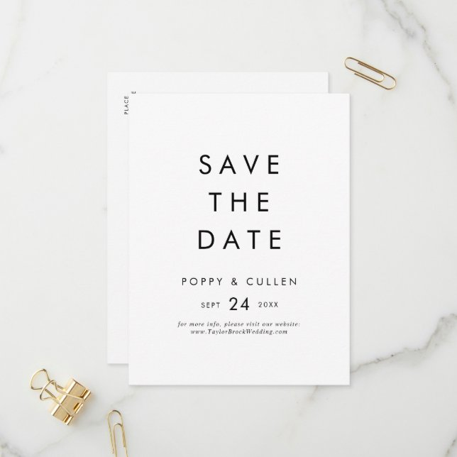 Chic Typografy Save the Date Einladungspostkarte (Vorderseite/Rückseite Beispiel)