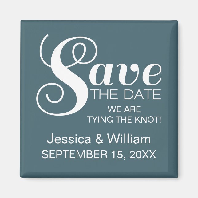 Chic Typografy Save the Date Magnet, blau Magnet (Vorne)