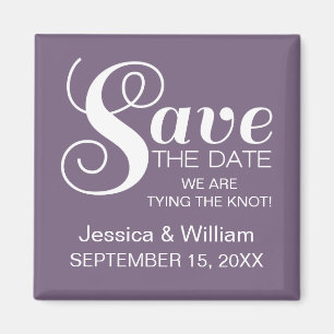 Chic Typografy Save the Date Magnet, Lila Magnet