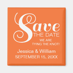 Chic Typografy Save the Date Magnet, Orange Magnet
