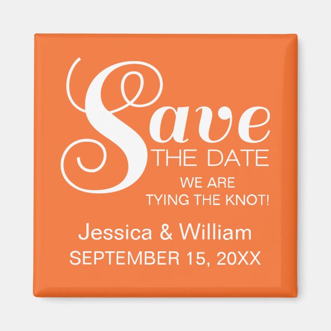 Chic Typografy Save the Date Magnet, Orange Magnet (Vorne)