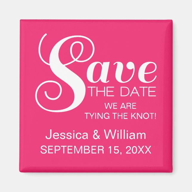 Chic Typografy Save the Date Magnet, Pink Magnet (Vorne)
