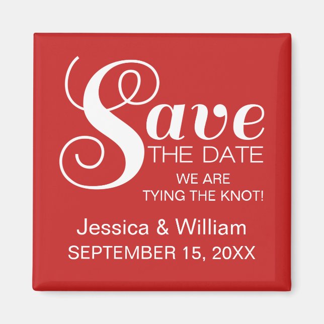 Chic Typografy Save the Date Magnet, Red Magnet (Vorne)