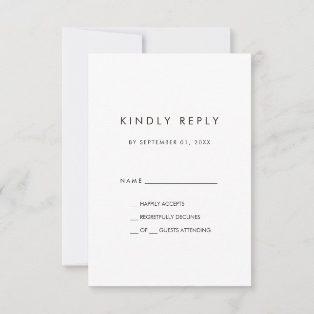Chic Typografy Simple RSVP Card (Vorderseite)