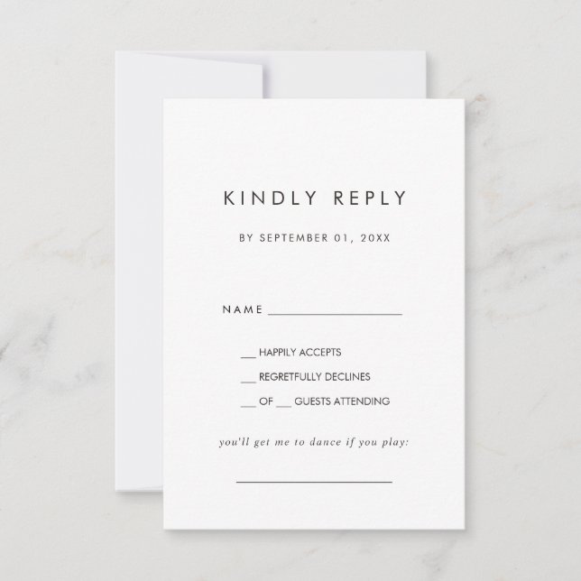 Chic Typografy Song Request RSVP Card Karte (Vorderseite)