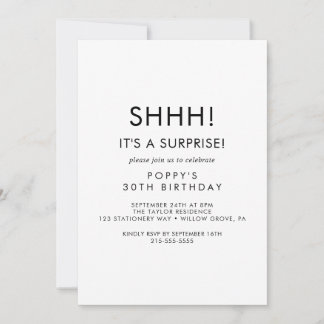 Chic Typografy Überraschung Party Einladung