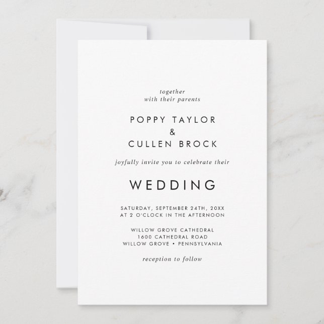 Chic Typografy Wedding Einladung (Vorderseite)