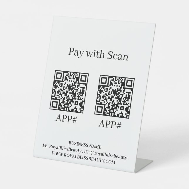 Chic Typography 2-App Scan To Pay Pedestal Sign Sockelschild (Vorderseite)