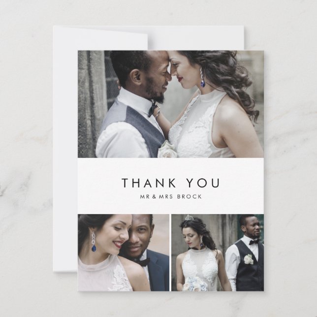 chic Typography 3 Foto von Leime Thank You Card Dankeskarte (Vorderseite)