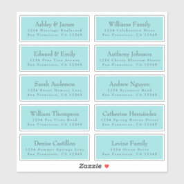 Chic Typography Blue Wedding Guest Address Labels