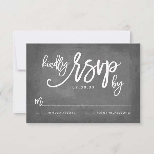 Chic Typography Chalkboard Wedding RSVP (Vorderseite)