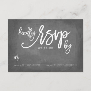 Chic Typography Chalkboard Wedding RSVP Karte