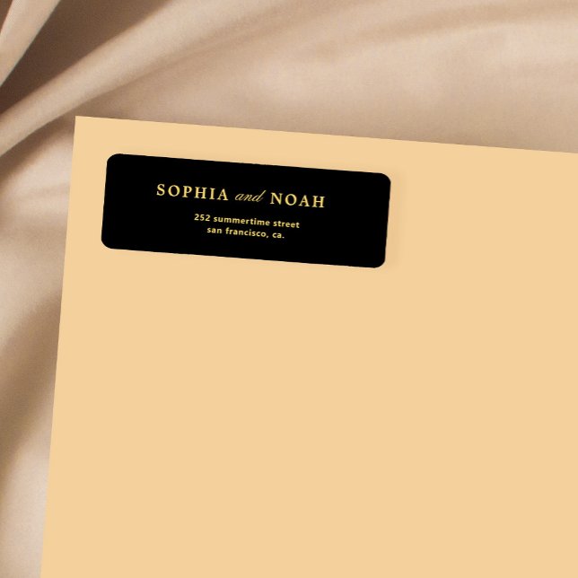 Chic typography gold Black Hochzeit Rücksendeadres (Von Creator hochgeladen)