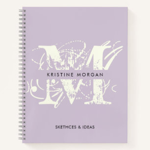Chic typography lavender monogram name notizbuch