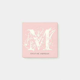 Chic typography monogram name post-it klebezettel