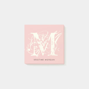 Chic typography monogram name post-it klebezettel