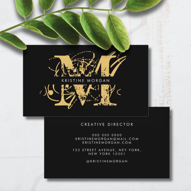 Chic typography monogram name visitenkarte (Von Creator hochgeladen)