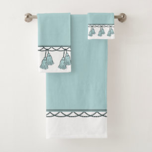 CHIC U. STYLISH_ ELEGANTE SEAFOAM QUASTEN BADHANDTUCH SET
