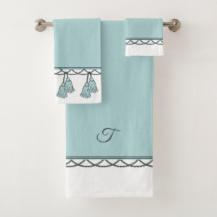 CHIC U. STYLISH_ ELEGANTE SEAFOAM QUASTEN BADHANDTUCH SET