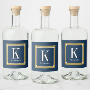 CHIC U. STYLISH_MODERN NAVY/GOLD MONOGRAMM ALKOHOLFLASCHENETIKETT