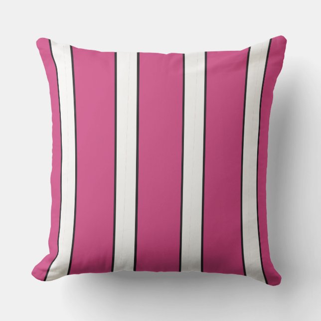 CHIC-U. STYLISH_MODERN PINK U. WHTIE STREIFEN KISSEN (Vorderseite)