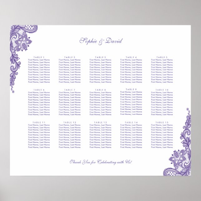 Chic Ultra-Violet-Spitzen-Hochzeitskarte Poster (Vorne)