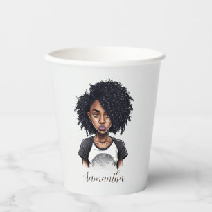 Chic und Classy Afro Frau Pappbecher