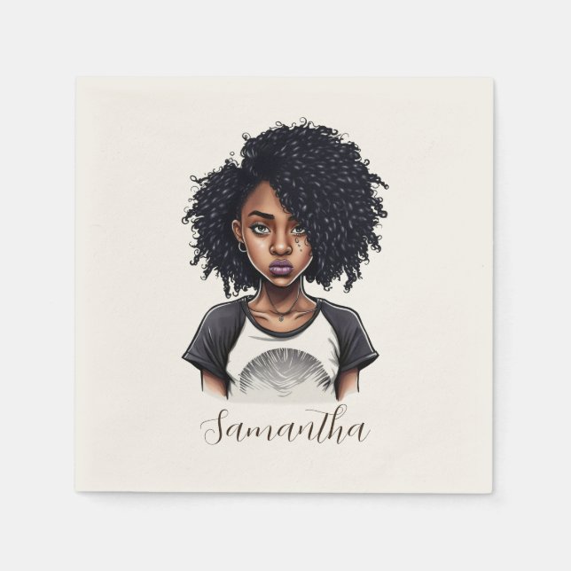 Chic und Classy Afro Frau Serviette (Vorderseite)