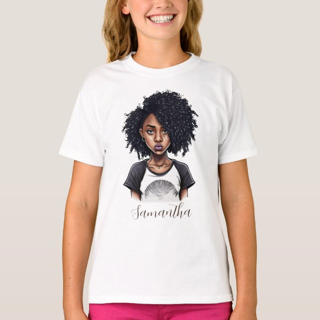 Chic und Classy Afro Frau T-Shirt (Vorderseite)