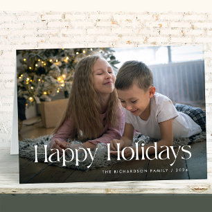 Chic und Elegant Happy Holidays Foto geklappt Feiertagskarte