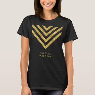 Chic und Elegante Imitate Goldname Zickzack Geomet T-Shirt