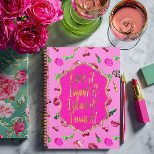 Chic und lustig Hot Pink & Green Glam “Ich sehe es Notizbuch