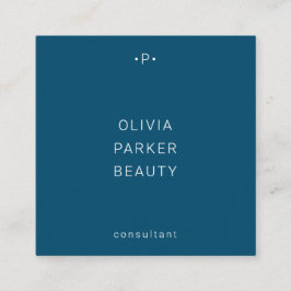 Chic und Minimal Monogramm| Blau Quadratische Visitenkarte
